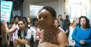 Parent Robin Roberts at City Hall in the spring worked to stop the cuts we see in classrooms this fall.